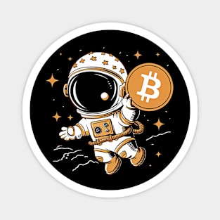 Crypto Bitcoin and astronaut fly to the moon Magnet